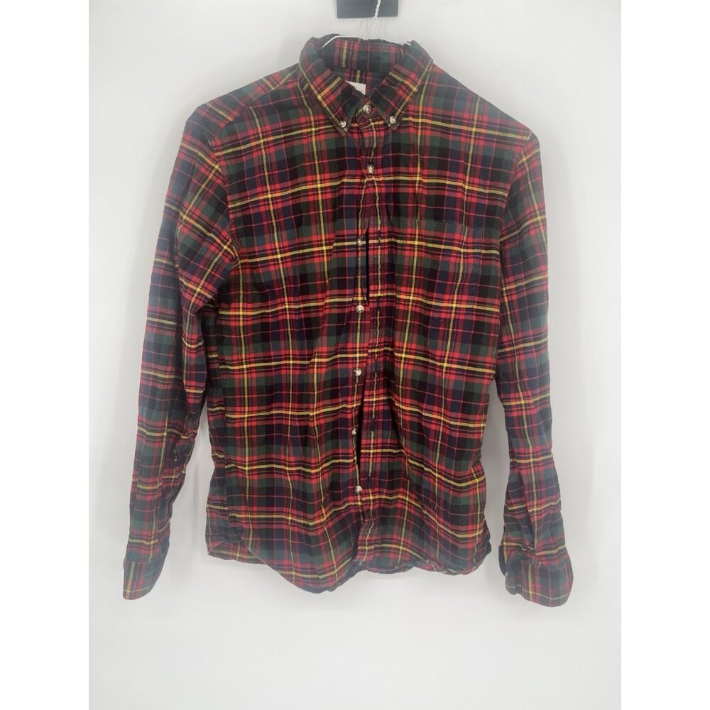 J. Crew Button Down Shirt Men's Tartan Plaid Blue Long Sleeve Slim Size M